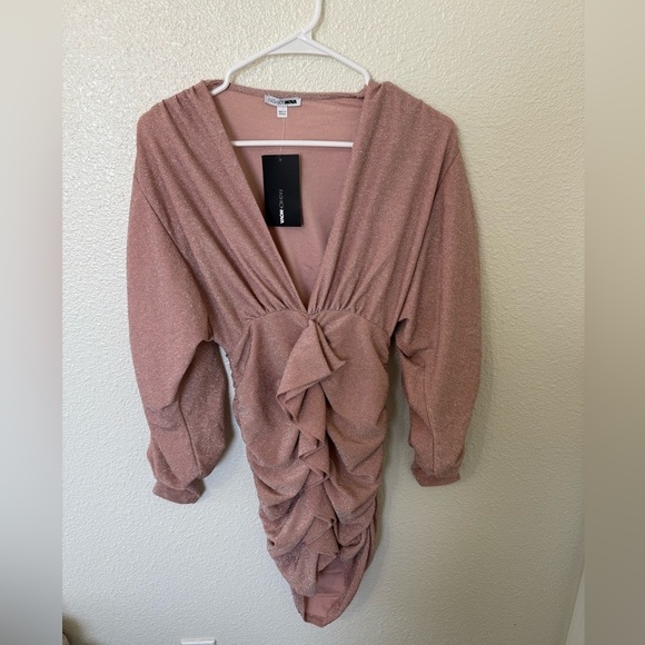 NWT Fashion Nova Camera Ready Metallic Mini Dress Small - Picture 3 of 5
